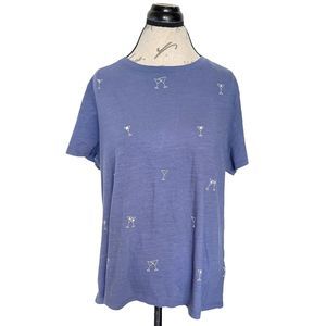 J Crew Womens Blouse Size XXL Knit Goods Short Sleeve Cotton Graphic Print NWT